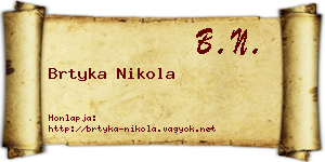 Brtyka Nikola névjegykártya
